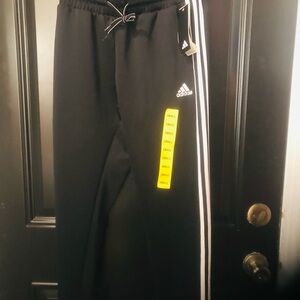 Adidas Kids Black Joggers with White Stripes